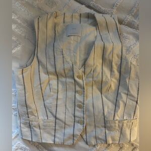 Mango Striped off white and Blue Vest